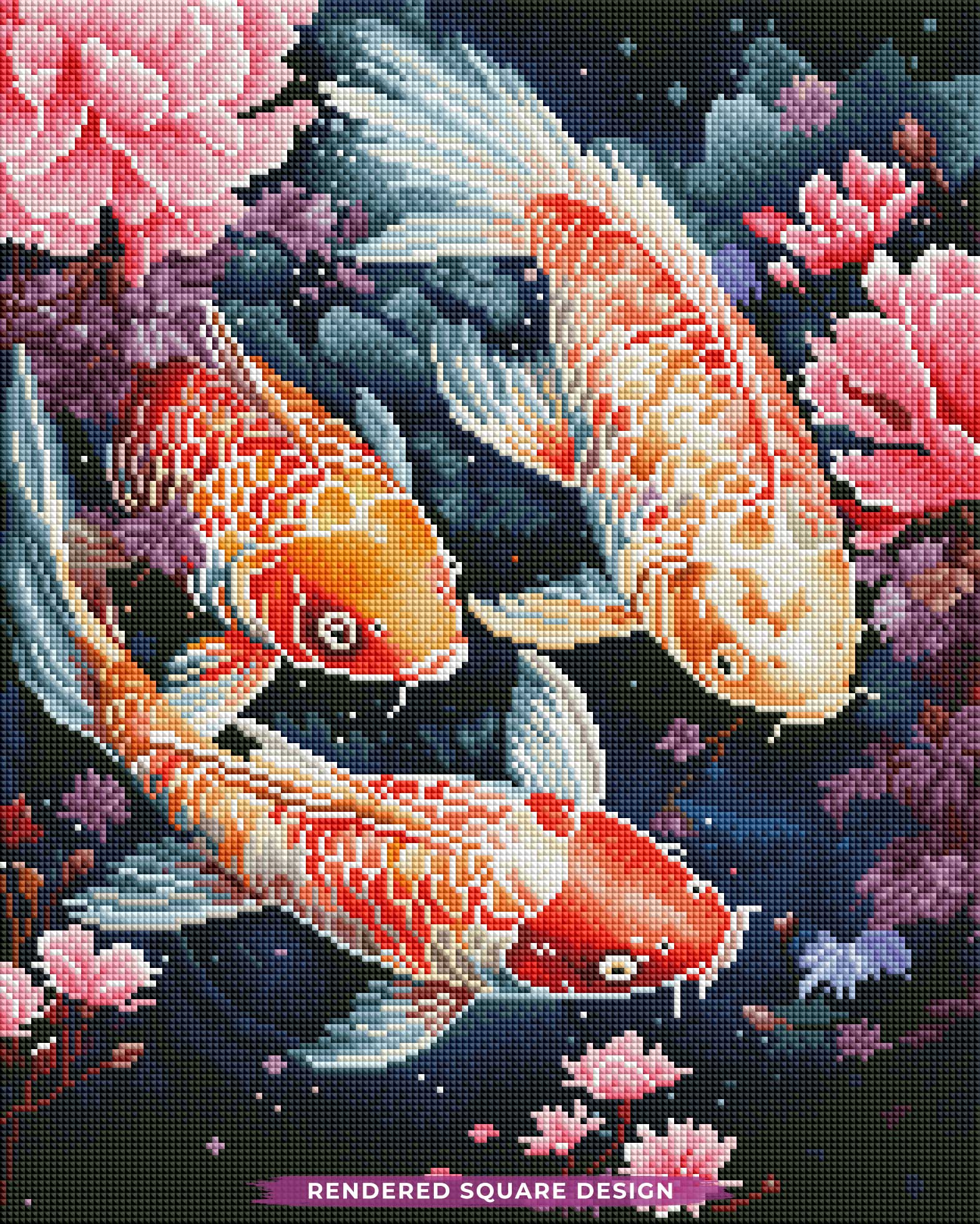 Koi Carp And Peach Flowers - Image 2