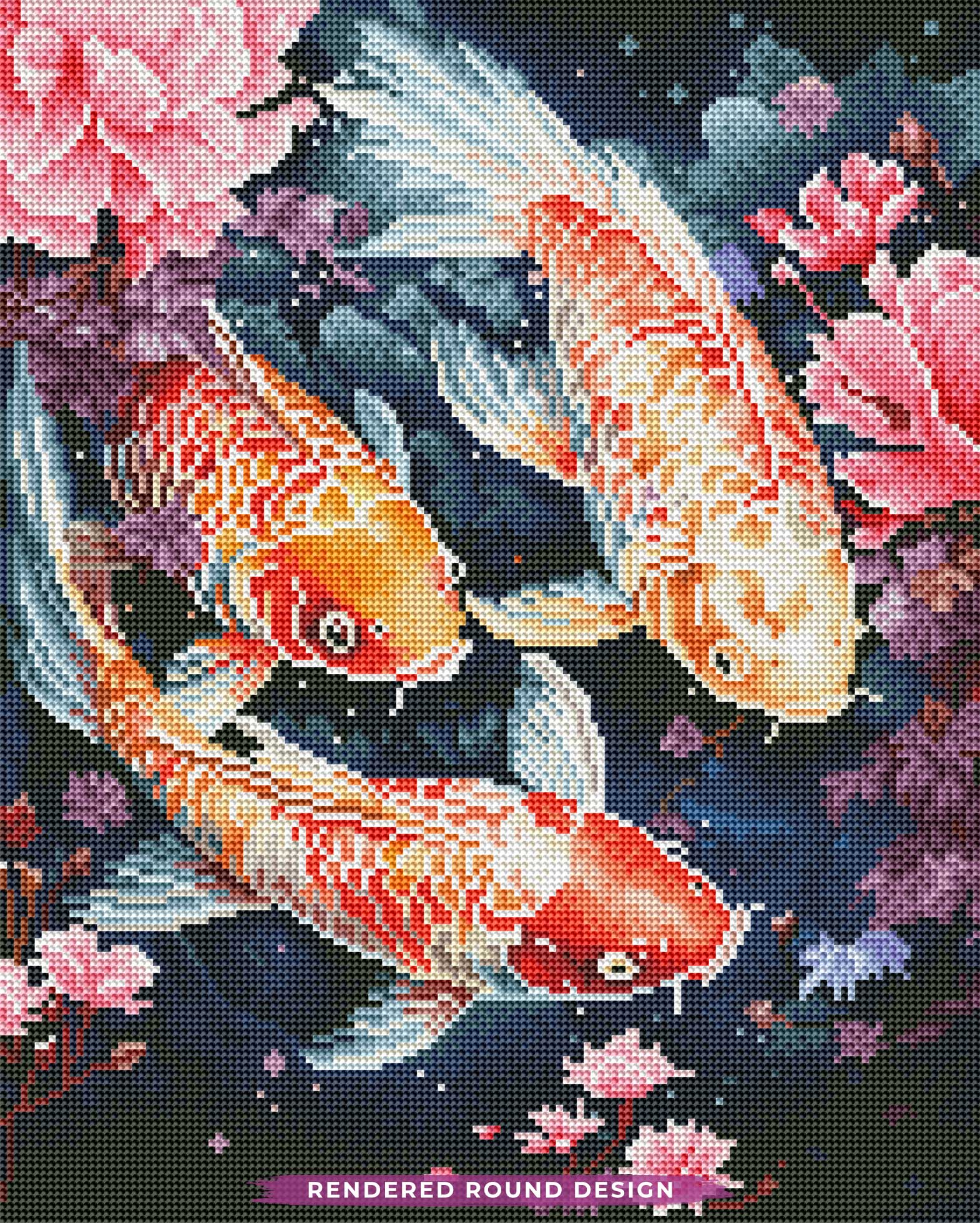 Koi Carp And Peach Flowers - Image 3