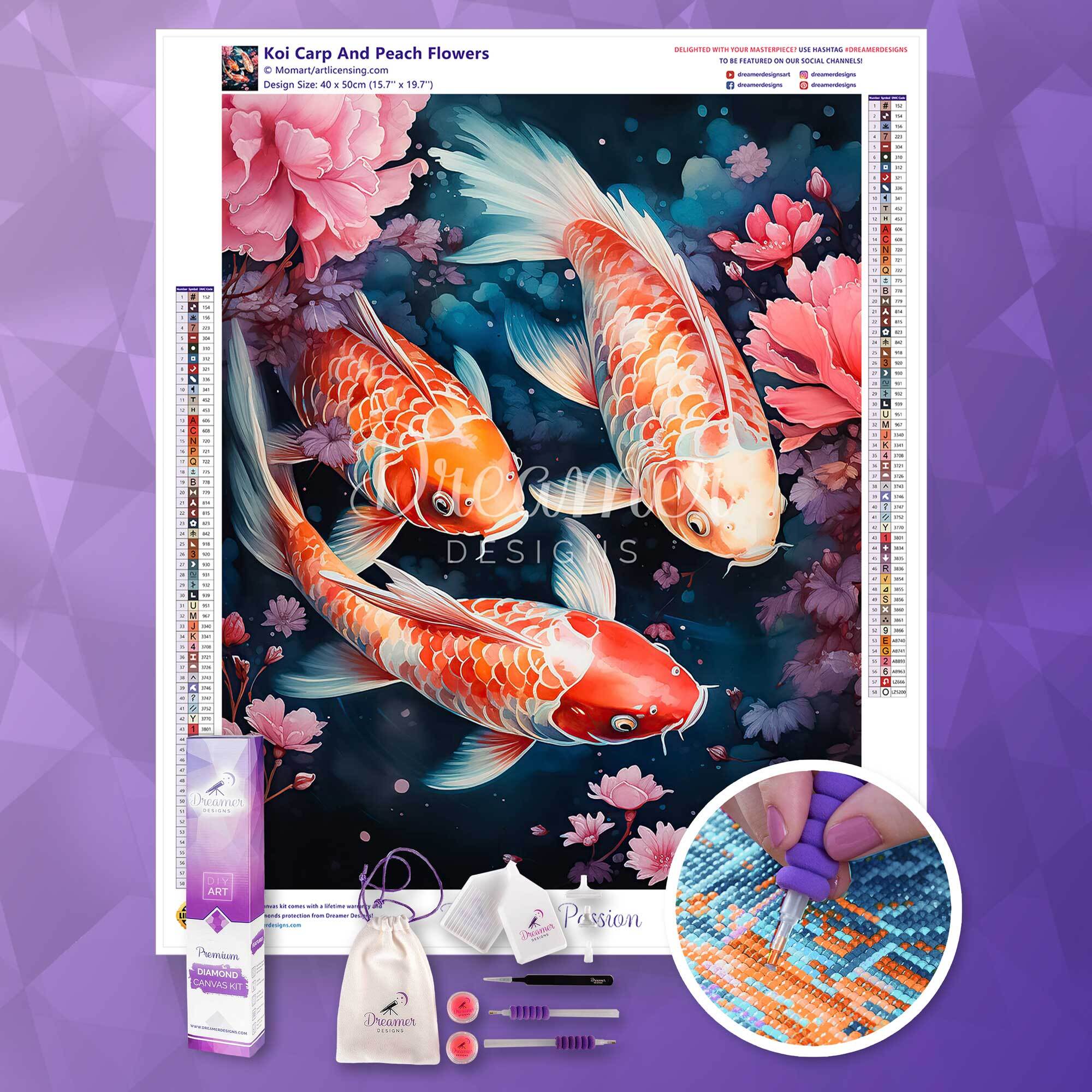 Koi Carp And Peach Flowers - Image 4